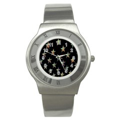 Colorful Gold Star Christmas Stainless Steel Watch by Mariart