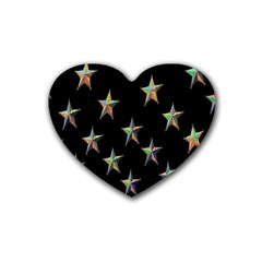 Colorful Gold Star Christmas Heart Coaster (4 Pack)  by Mariart