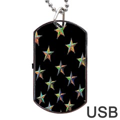 Colorful Gold Star Christmas Dog Tag Usb Flash (two Sides) by Mariart