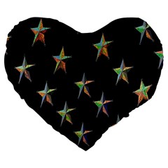 Colorful Gold Star Christmas Large 19  Premium Flano Heart Shape Cushions by Mariart