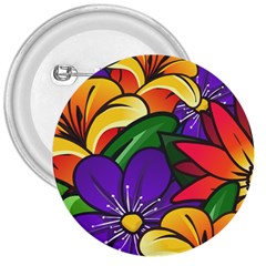 Bright Flowers Floral Sunflower Purple Orange Greeb Red Star 3  Buttons by Mariart