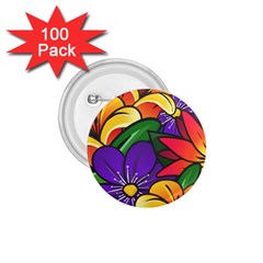 Bright Flowers Floral Sunflower Purple Orange Greeb Red Star 1 75  Buttons (100 Pack)  by Mariart