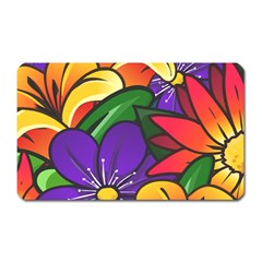 Bright Flowers Floral Sunflower Purple Orange Greeb Red Star Magnet (rectangular) by Mariart