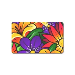 Bright Flowers Floral Sunflower Purple Orange Greeb Red Star Magnet (name Card) by Mariart