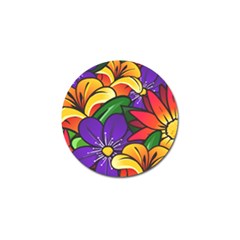 Bright Flowers Floral Sunflower Purple Orange Greeb Red Star Golf Ball Marker