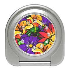 Bright Flowers Floral Sunflower Purple Orange Greeb Red Star Travel Alarm Clocks