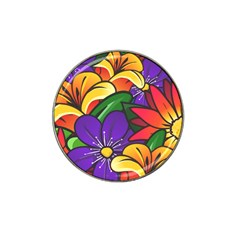 Bright Flowers Floral Sunflower Purple Orange Greeb Red Star Hat Clip Ball Marker (4 Pack)