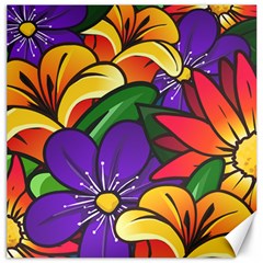 Bright Flowers Floral Sunflower Purple Orange Greeb Red Star Canvas 20  X 20   by Mariart