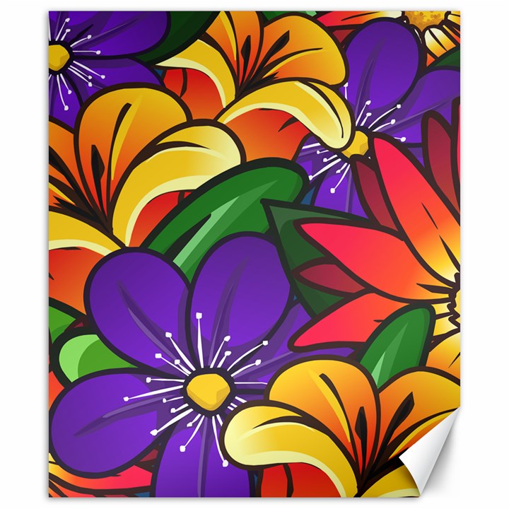 Bright Flowers Floral Sunflower Purple Orange Greeb Red Star Canvas 20  x 24  