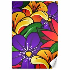 Bright Flowers Floral Sunflower Purple Orange Greeb Red Star Canvas 20  X 30   by Mariart