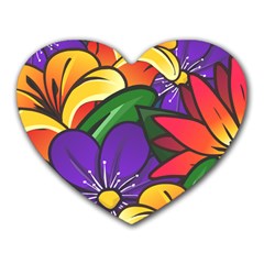 Bright Flowers Floral Sunflower Purple Orange Greeb Red Star Heart Mousepads by Mariart