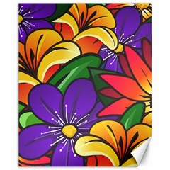 Bright Flowers Floral Sunflower Purple Orange Greeb Red Star Canvas 11  X 14   by Mariart