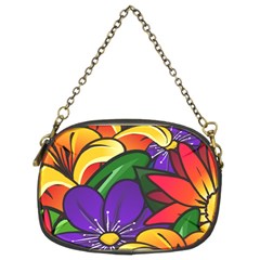 Bright Flowers Floral Sunflower Purple Orange Greeb Red Star Chain Purses (two Sides) 