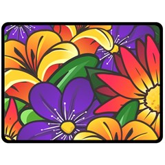 Bright Flowers Floral Sunflower Purple Orange Greeb Red Star Fleece Blanket (large)  by Mariart