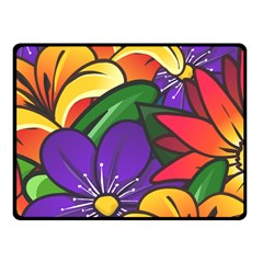 Bright Flowers Floral Sunflower Purple Orange Greeb Red Star Fleece Blanket (small)