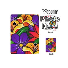 Bright Flowers Floral Sunflower Purple Orange Greeb Red Star Playing Cards 54 (mini)  by Mariart