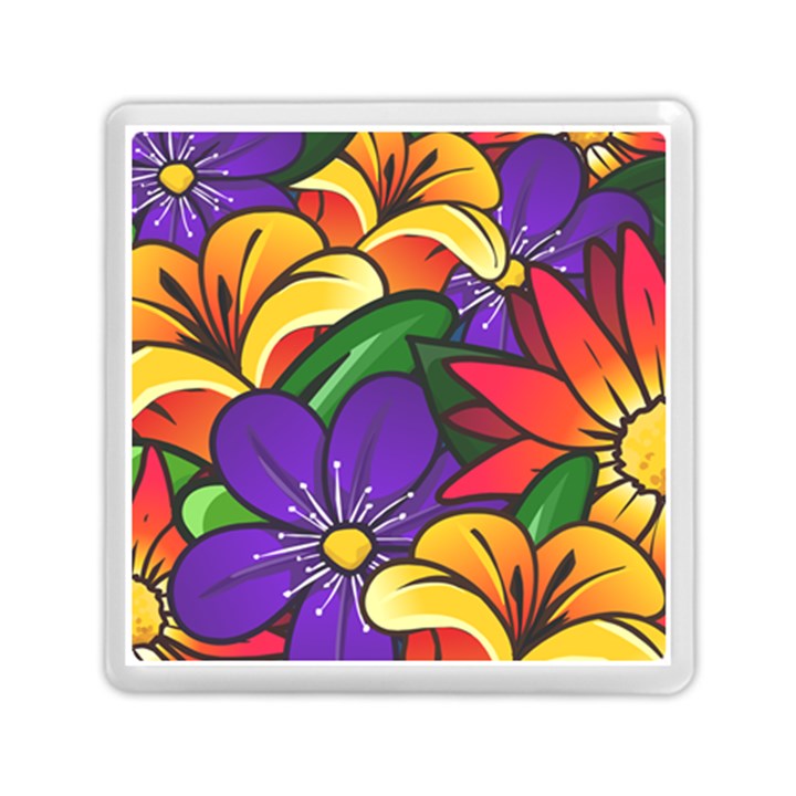 Bright Flowers Floral Sunflower Purple Orange Greeb Red Star Memory Card Reader (Square) 