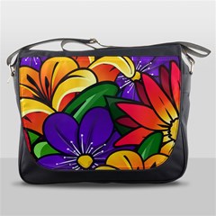 Bright Flowers Floral Sunflower Purple Orange Greeb Red Star Messenger Bags