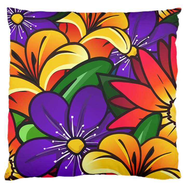 Bright Flowers Floral Sunflower Purple Orange Greeb Red Star Large Cushion Case (One Side)