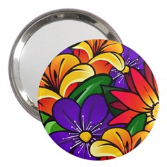 Bright Flowers Floral Sunflower Purple Orange Greeb Red Star 3  Handbag Mirrors by Mariart