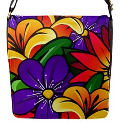 Bright Flowers Floral Sunflower Purple Orange Greeb Red Star Flap Messenger Bag (s)