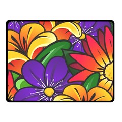 Bright Flowers Floral Sunflower Purple Orange Greeb Red Star Double Sided Fleece Blanket (small) 