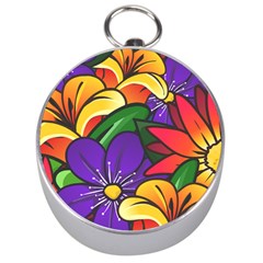 Bright Flowers Floral Sunflower Purple Orange Greeb Red Star Silver Compasses by Mariart