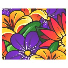 Bright Flowers Floral Sunflower Purple Orange Greeb Red Star Double Sided Flano Blanket (medium) 