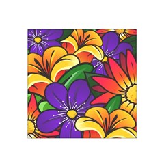 Bright Flowers Floral Sunflower Purple Orange Greeb Red Star Satin Bandana Scarf by Mariart