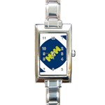 Football America Blue Green White Sport Rectangle Italian Charm Watch Front