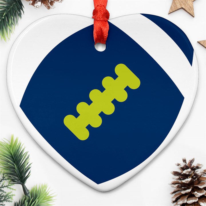 Football America Blue Green White Sport Ornament (Heart)