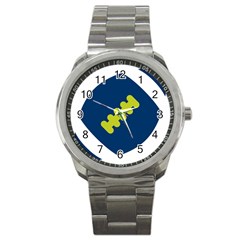 Football America Blue Green White Sport Sport Metal Watch