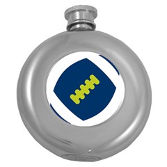 Football America Blue Green White Sport Round Hip Flask (5 Oz) by Mariart