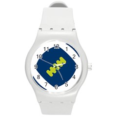 Football America Blue Green White Sport Round Plastic Sport Watch (m) by Mariart