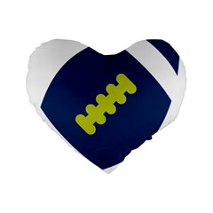 Football America Blue Green White Sport Standard 16  Premium Flano Heart Shape Cushions by Mariart