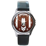 Happy Football Clipart Excellent Illustration Face Round Metal Watch Front