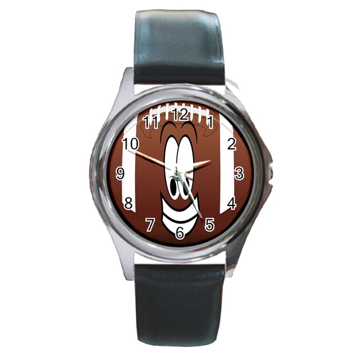 Happy Football Clipart Excellent Illustration Face Round Metal Watch