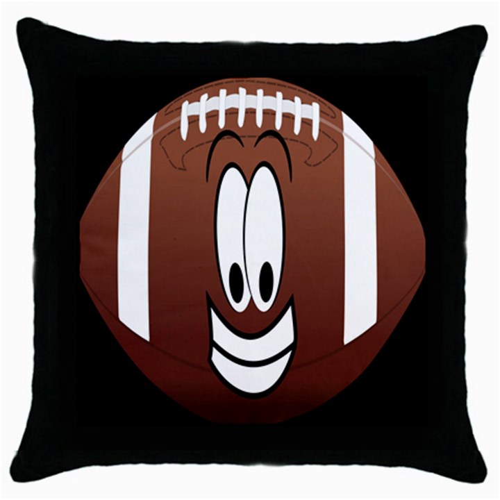 Happy Football Clipart Excellent Illustration Face Throw Pillow Case (Black)