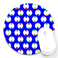 Easter Egg Fabric Circle Blue White Red Yellow Rainbow Round Mousepads