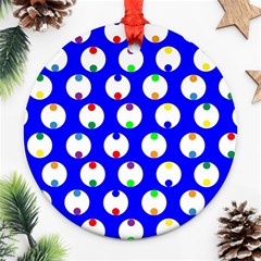 Easter Egg Fabric Circle Blue White Red Yellow Rainbow Ornament (round)