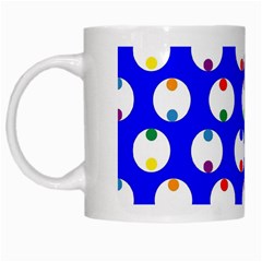 Easter Egg Fabric Circle Blue White Red Yellow Rainbow White Mugs