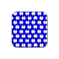 Easter Egg Fabric Circle Blue White Red Yellow Rainbow Rubber Coaster (square)  by Mariart