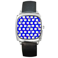 Easter Egg Fabric Circle Blue White Red Yellow Rainbow Square Metal Watch by Mariart