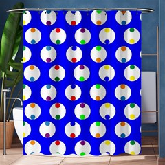 Easter Egg Fabric Circle Blue White Red Yellow Rainbow Shower Curtain 60  X 72  (medium)  by Mariart