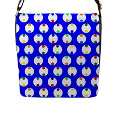 Easter Egg Fabric Circle Blue White Red Yellow Rainbow Flap Messenger Bag (l)  by Mariart