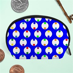 Easter Egg Fabric Circle Blue White Red Yellow Rainbow Accessory Pouches (large)  by Mariart