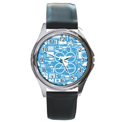 Drones Registration Equipment Game Circle Blue White Focus Round Metal Watch by Mariart