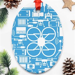 Drones Registration Equipment Game Circle Blue White Focus Ornament (oval) by Mariart