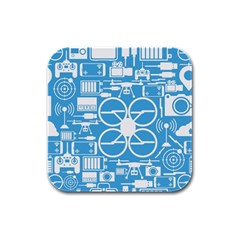 Drones Registration Equipment Game Circle Blue White Focus Rubber Square Coaster (4 Pack)  by Mariart