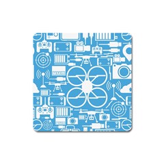 Drones Registration Equipment Game Circle Blue White Focus Square Magnet by Mariart